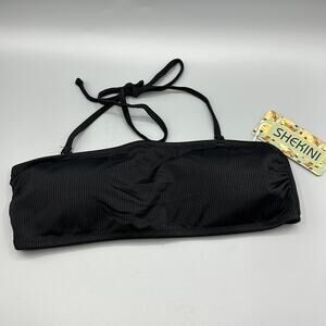 SHEKINI Black Sexy Halter Strappy Bandeau Bikini Top Women's Size Medium NWT
